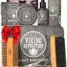 Viking Revolution Ultimate Beard Care Kit for Men - Natural Boar Bristle Brush, Dual Action Pear Wood Comb, Beard Oil, Citrus Balm, Trimming Scissors, Travel Pouch, Gift Haircare Set
