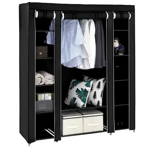 summervibes 69" Portable Clothes Closet Wardrobe Storage Organizer with Non-Woven Fabric Quick and Easy to Assemble Extra Strong and Durable Black