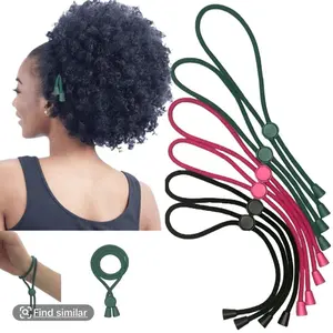 6 Pcs Adjustable Thick Hair Ties for Natural Hair - Large Ponytail Holders, Buns, Locs, Dreads, Curly & Afro Hair