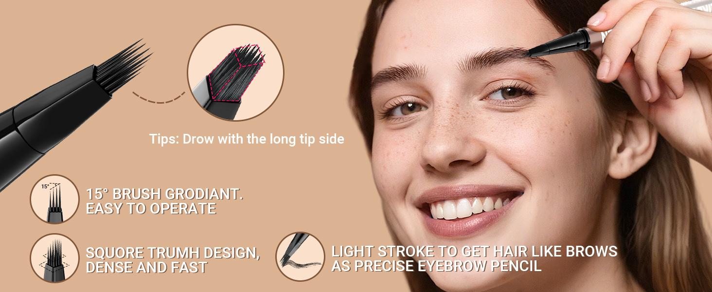 iMethod Original 4D Brush Tip Waterproof Microblading Eyebrow Pen, 2-in-1 Dual-Ended, Natural Hair-Like Strokes, Long-Lasting