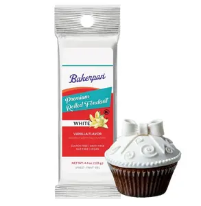 Bakerpan Premium Rolled White Fondant for Cake Decorating, Vanilla Flavor - 4.4 Ounces (Made in USA)