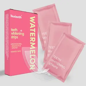 Neateeth Watermelon Flavor Pap Teeth Whitening Strips, 14 Treatments Dry Strips, Non-Slip Design, Effective Tooth Whitening Solution