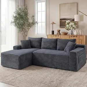 94.5" Modular Sectional Couch with L-Shape Chaise, Boneless Sofa for Living Room,Modern Cloud Couch with Deep Seat, Loveset Sofa, No Assembly Required,Gray