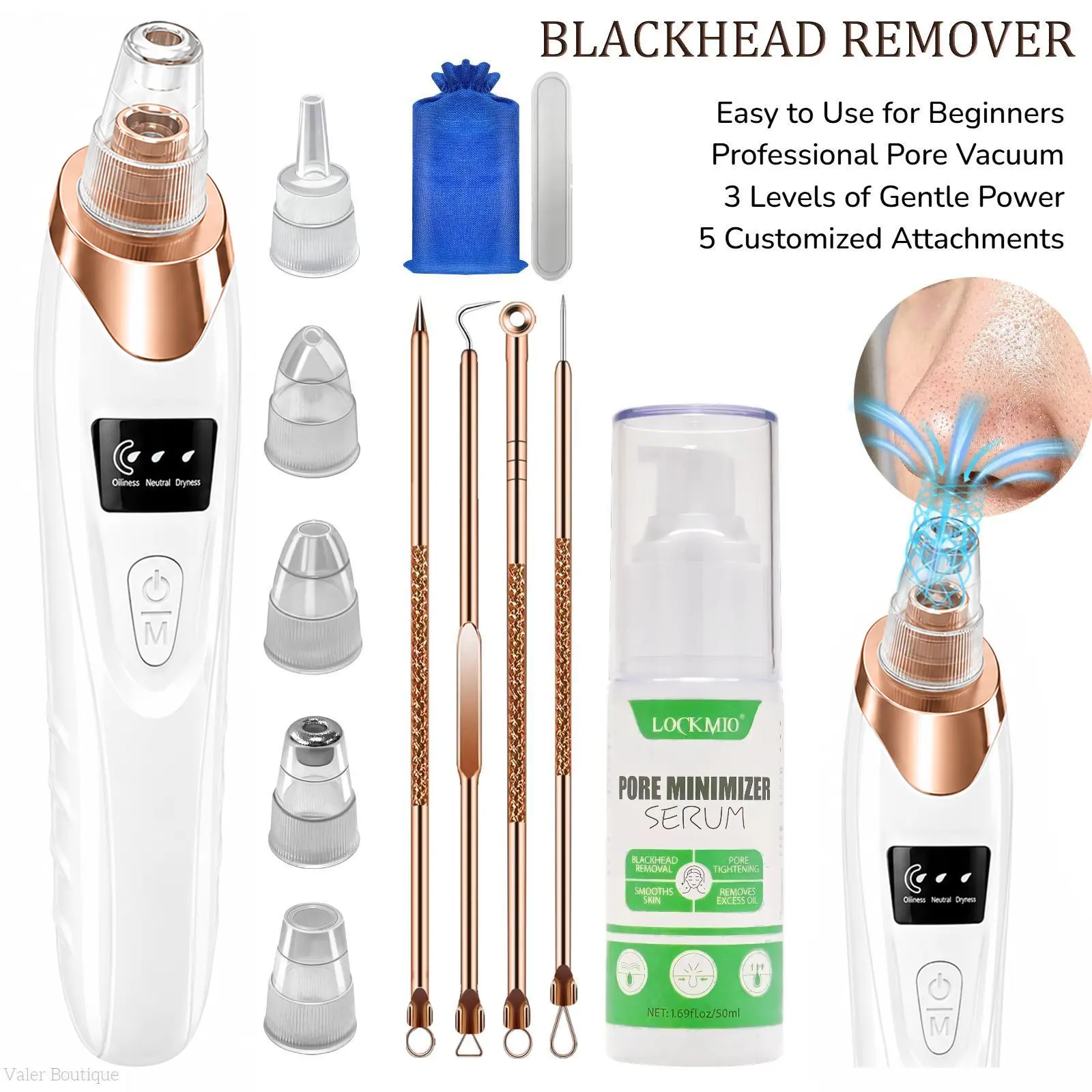 Blackhead Remover Pore Vacuum USB Rechargeable Blackhead extractor Facial Beauty Instrument Facial Beauty Facial Cleaner  Electric Acne Removal Tool