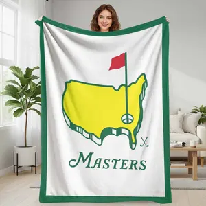 Golf Course Map Flannel Blanket Green Yellow Flag Print Pattern Soft Cozy Lightweight Warm Breathable Throw for Sofa Bedroom Office Travel Gift Decorations