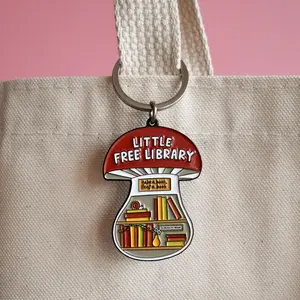 Mushroom Little Free Library Keychain