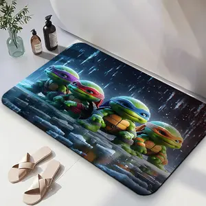 1PC,2D Teenage Mutant Ninja Turtles Co branded Diatomaceous Earth Doormat Cartoon Cute Bathroom Non slip Mat Quick Absorbent Foot Mat Door Mat for Bathroom Eco friendly Diatomite Kids Room Anti slip