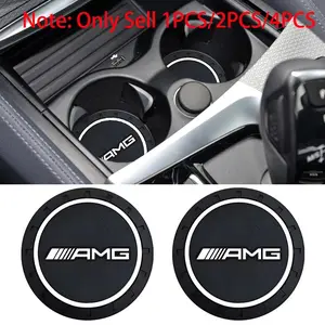 1/2/4Pcs AMG Logo Vehicle Car Coaster Water Cup Slot Non-Slip Mat PVC Anti-Slip Pad Interior Auto Accessories For Mercedes Benz AMG W203 W205 W206 W220 W211 W212 W124 W201 W210 GLE GLC