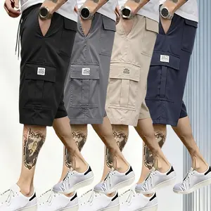 Men's 4-piece short, brown, black and green, diagonal twill pockets, multi-functional casual daily tooling shorts 4-piece, men's fashion shorts