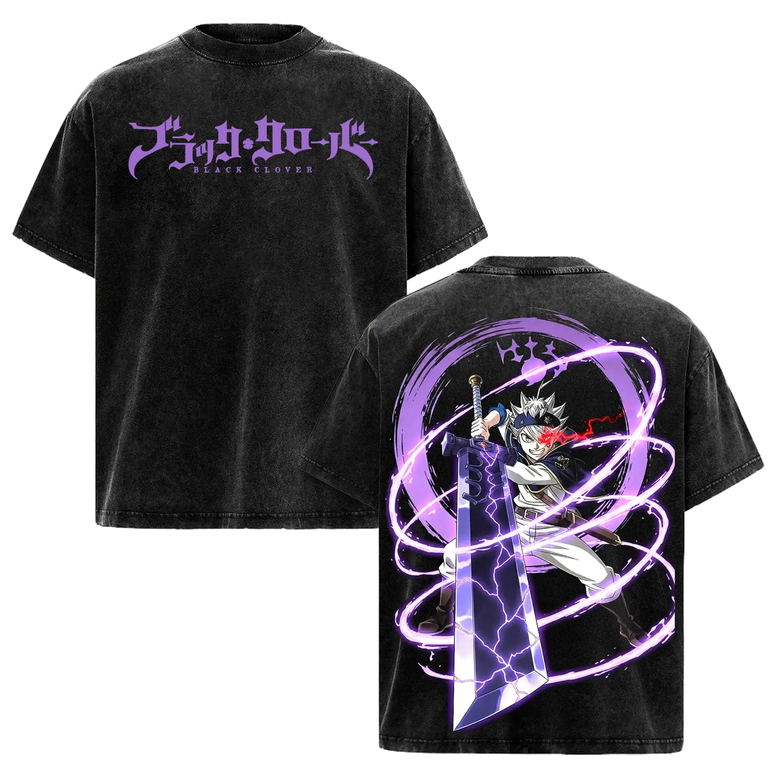 Asta Black Clover Oversized Anime Graphic Tee Heavy Cotton Acid Wash Vintage T-Shirt for Men Women Shonen Manga Streetwear Y2K Aesthetic Trendy Casual Top Perfect Gift for Otaku Action Anime Fans Retro Japanese Pop Culture Apparel Y2K Fashion Outfits!