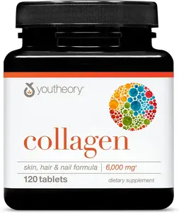 Youtheory Advanced Collagen with Vitamin C - 6,000 mg Hydrolyzed Collagen Peptides & Amino Acids - Hair, Nails, Joints & Bones Support - 120 Tablets (20-Day Supply)*