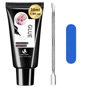 MAGIC ARMOR 30g Semi Solid Nail Glue for Press On Nail, No UV Lamp Need Gel Nail Glue with Cuticle Pusher and Nail File, Quick Drying Gel Long Lasting for Fake Acrylic Nails