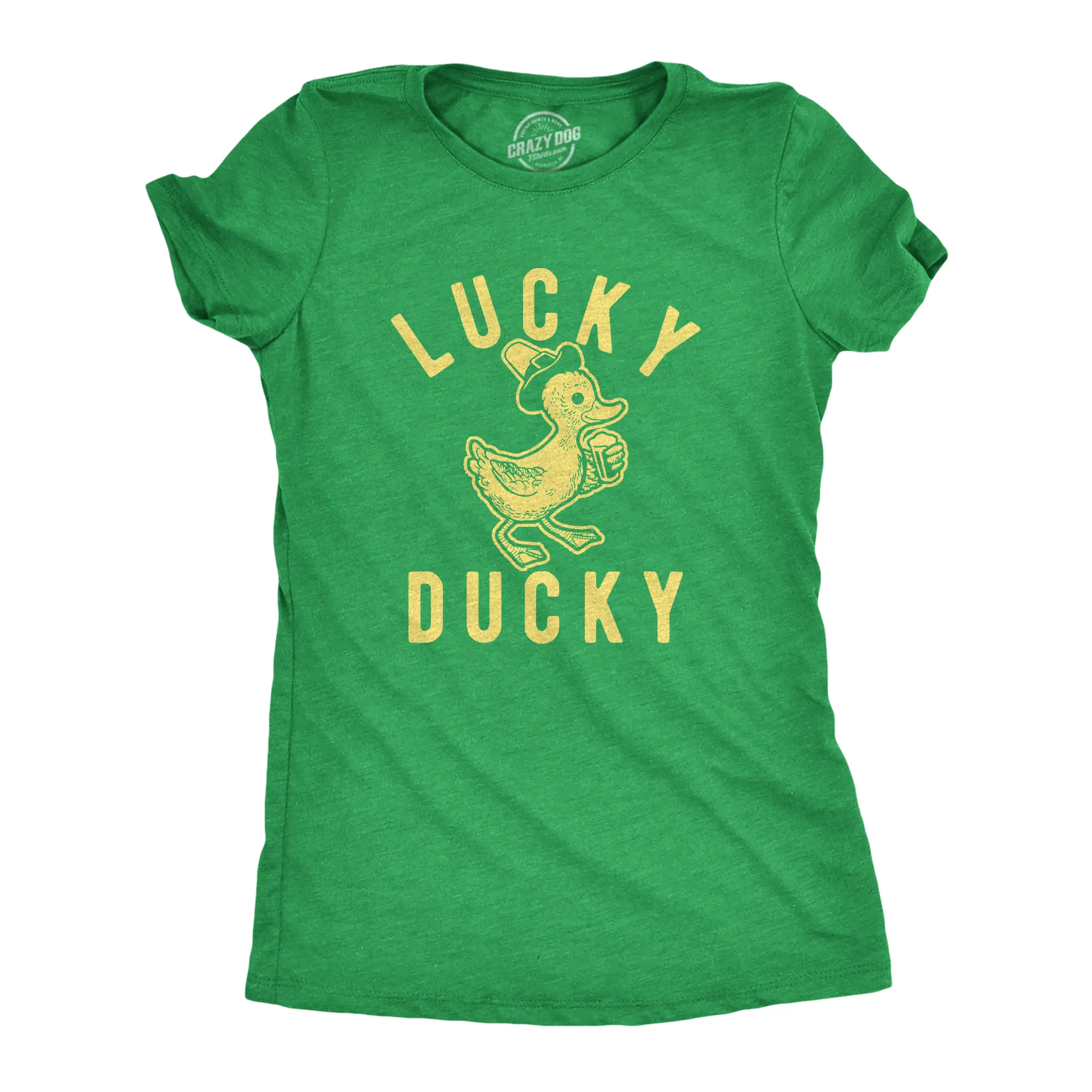 Womens Lucky Ducky T Shirt Funny Cute Vintage Novelty Bird Spring Tee for Ladies Funny Womens T Shirts Cute Vintage Fashion Casual Ladies T-Shirt Gift Saint Patrick's Day Tops for Women Funny Drinking Top Green