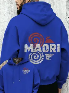 Men's Hooded Sweatshirt Fall Winter New Trendy Maori Totem Print Drawstring Pocket Casual Sport Warm Pullover Multiple Colors