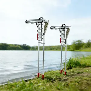 SVIDA 2-Pack Automatic Spring Fishing Rod Racks, Stainless Steel Fishing Rod Holders, 360-Degree Adjustable Fishing Rod Racks