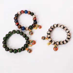 Colorful Fragrant Gray Glass Bracelet Ancient Method Gold-Swallowing Beast Bracelet Jewelry Gift Bracelet Ethnic Style Wealth-Attracting Glass Bracelet