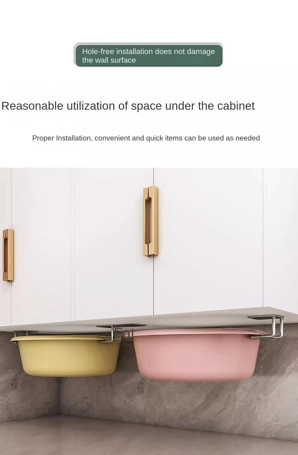 Wall-Mounted Non-Perforated Stainless Steel Kitchen Storage Rack for Pot Covers and Cutting Boards, Ideal for Cabinet Organization NONE