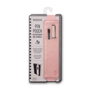 212 MAIN Bookaroo Pen Pouch - Rose Gold, Leather Look, A5 Size, Elastic Bands, Pen Holder