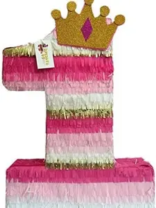 APINATA4U 20" Princess Number One Pinata - Reign in Style with a Glittering Gold Crown - Perfect for Royal Celebrations!