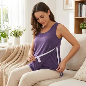 Unisex Post Surgery Tear Away Tank Tops - Snap-Access Shoulder Shirts for Chemo and Rotator Cuff Recovery, Comfortable Easy Wear Medical Clothing, Breathable Soft Fabric for After Surgery Care