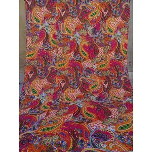 Indian Cotton Pink Paisley Kantha Twin Tribal Bed Cover Reversible Bedspread Blanket Throw Floral 90x60 Inches