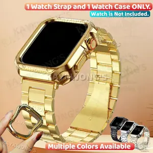 KAYKWONG'S Stainless Steel Apple Watch Band, Smartwatch Strap, Compatible with Series 11/10/9-1 & Se, Includes Tpu Case & Link Connector Tool, Durable Replacement Strap for 38mm/40mm/41mm/44mm/45mm/46mm/49mm, Smart Watch Accessories