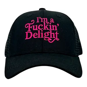 Im A F*ckin Delight Hat Funny Sarcastic Graphic Novelty Cap Funny Hats Funny offensive  Novelty Caps for Men Black - Im Standard