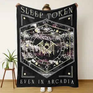 Sleep Token Mystical Totem Blanket, Gold Aesthetic, Flannel Cozy Blanket, Soft Comfy Blanket, Soft Flannel Throw for Dorms, Naps, Living Room, Travel, All Seasons, Decorative Giftable Blankets