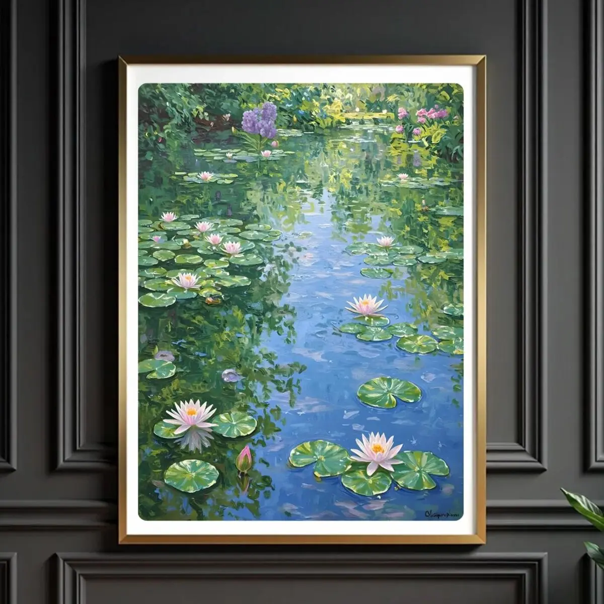 Monet Water Lilies Wall Art – Impressionist Landscape Painting, Claude Monet Garden Print, Unframe