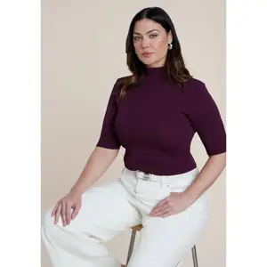 ELOQUII Women's Plus Size Ribbed Turtleneck Sweater