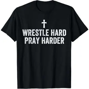 100 Percent Cotton Christian Wrestling Apparel Wrestle Hard T Shirt For Faithful Athletes