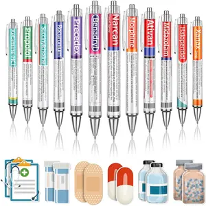 24  Pens Gifts Technician Accessories for Nurse with 12 Sticky Notes Accessories for Work Funny    Cna Week Pens Gifts  Assistant Pharmacist Bulk