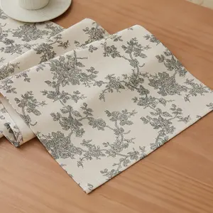 Cotton  Pastoral Table Runners, 13x48 Inch Black Farmhouse Table Runners 48 Inches Long,   Print Home Decors