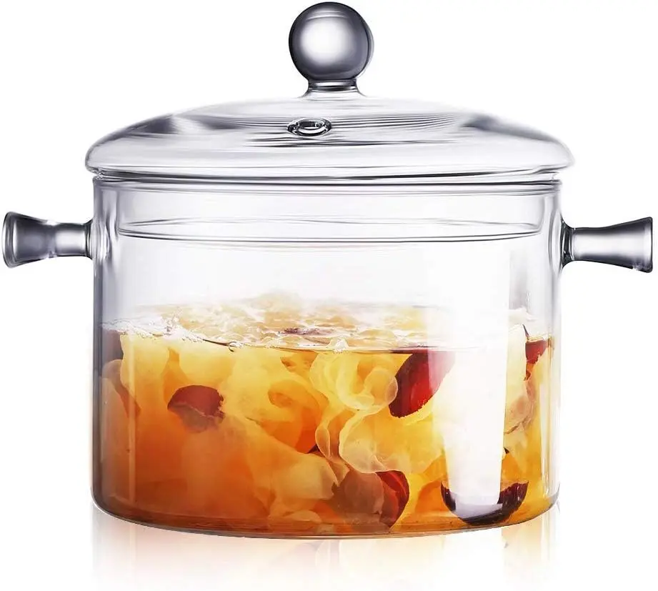 1.5L/50 FL OZ Transparent Heat-Safe Glass Saucepan with Lid - Stovetop Cookware for Cooking, Pasta Pot, Special Making Noodles