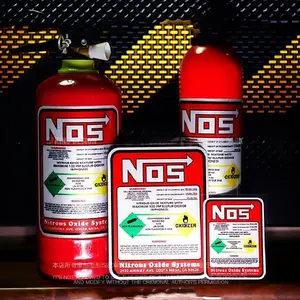NOS Warning Motorcycle Stickers Nitrogen Acceleration Decorative for Motorbike Fuel Tank Helmet Scooter Body Vinyl Decals Decor