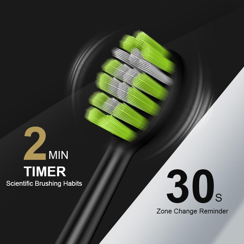 Electric toothbrushes for adults and children: rechargeable, comes with 2 brush heads, deep cleaning, smart timer, 4 adjustable modes, lightweight, waterproof
