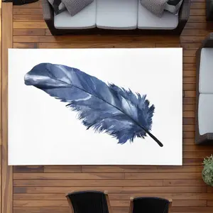 Begin Home Decor C1ROAR57LJZGGR 5 x 7 ft. Blue Feather - Classic Blue Animal Outdoor Rectangle Area Rug