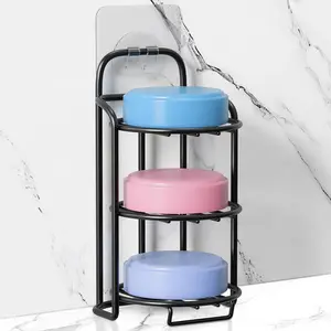 Shower Soap Shampoo Bar Holder, Self Adhesive & Freestanding Draining Soap Dish Caddy for Bathroom Wall Accesories Decor