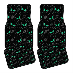 4pcs Sci-Fi Alien Head Car Mats, Non-Slip Dust-Proof Waterproof Durable Polyester, All Seats, Comfort & Protection, Essential for Car Owners, Perfect Gift
