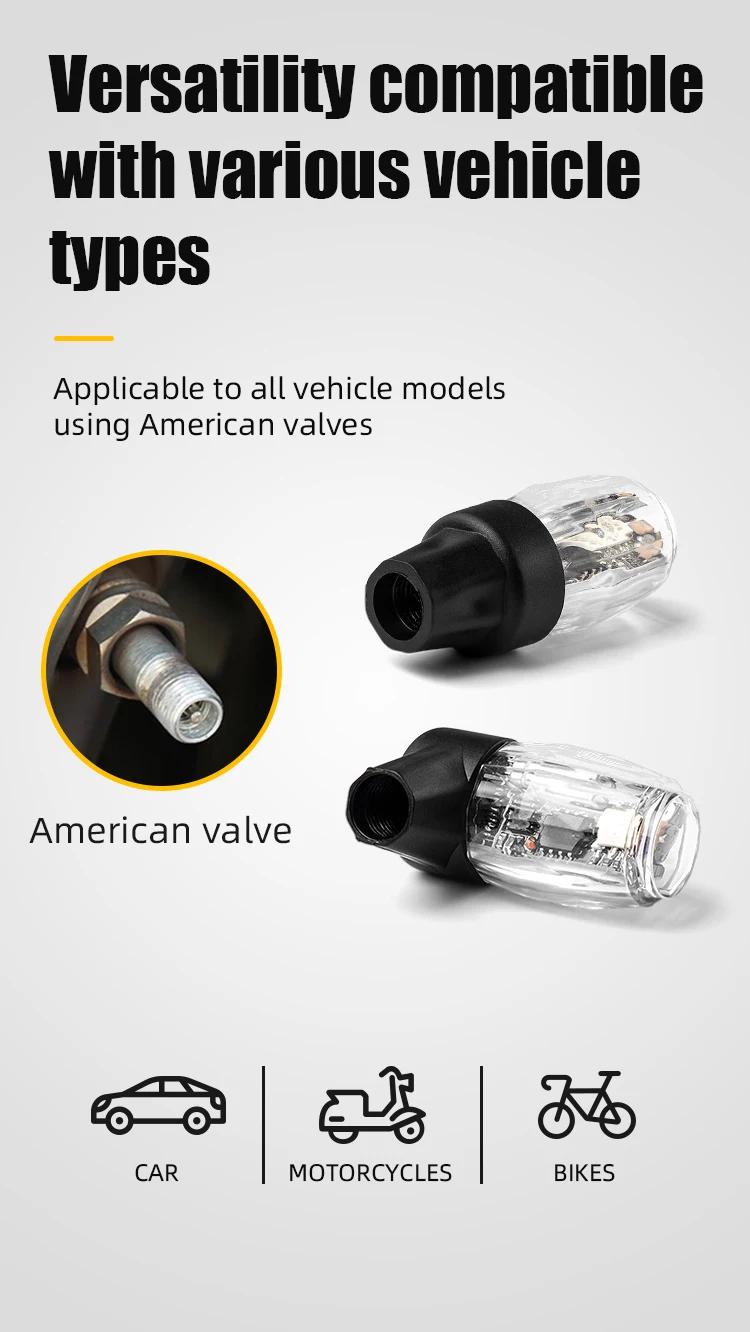 LED wheels light motocycle ，motorcycle tire lights night safety lightscar model usb charging auto wheel tire valve cap luminous cycling hub light car accessori