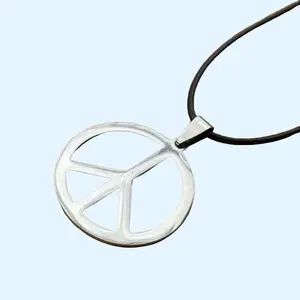 Mendel Unisex Light Stainless Steel Peace Sign Pendant Necklace Jewelry Rope for Men Women Classic Design marlon  necklace