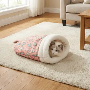 Cozy Half-Enclosed Cat Bed & Sleeping Bag - Perfect for Dogs and Cats - Deep Sleep Blanket for  Comfort