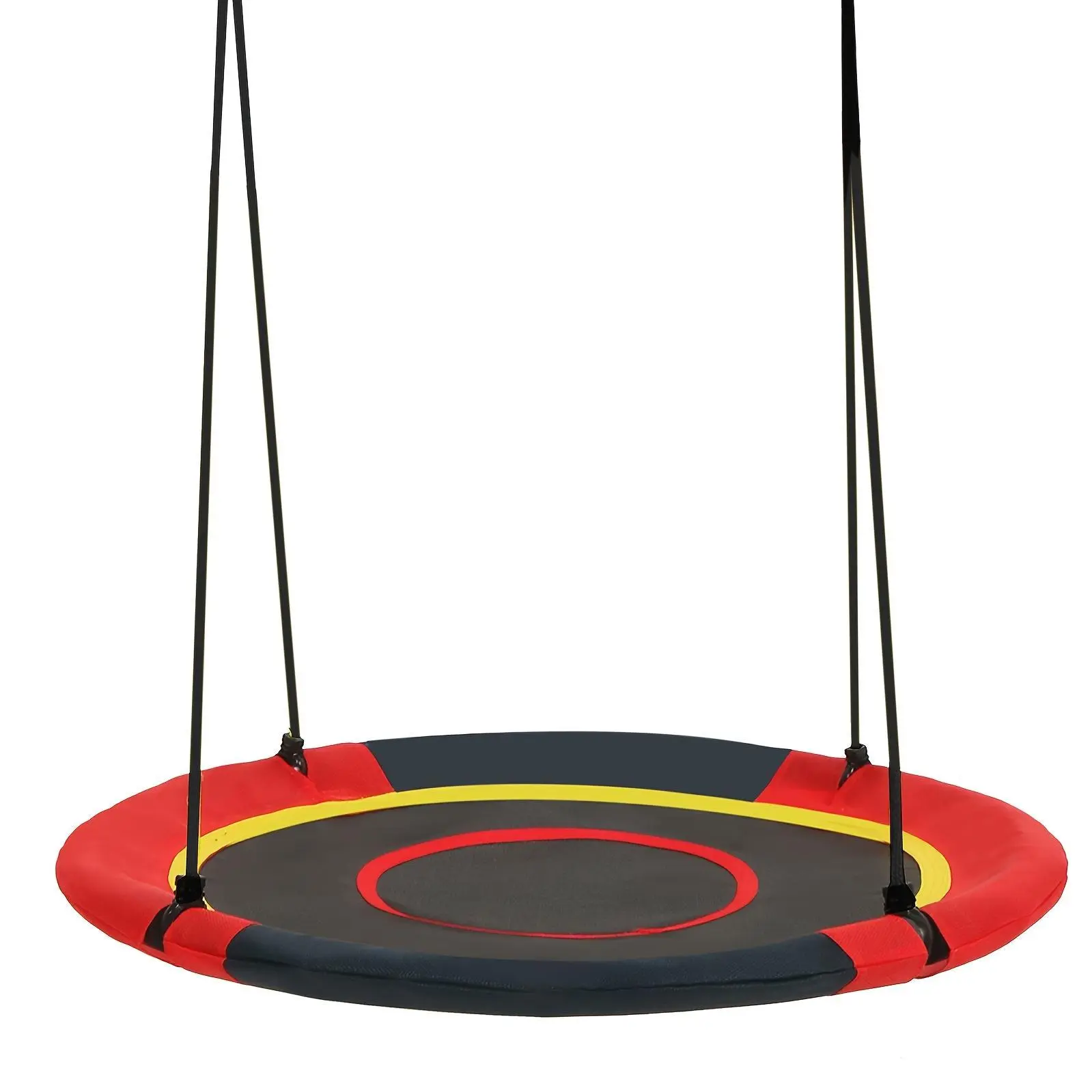 1pc 40-43" Flying Saucer Round Tree Swing for Outdoor Or Indoor, Textilene Fabric Tear & UV Resistant, 360° Rotating with Adjustable Rope, Swing for Backyard Garden, Red&Black