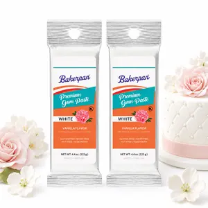 Bakerpan 3 Pack White Gum Paste for Cake Decorating, Create Flowers, Leaves, Elegant Ruffles - 4.4 Ounces, Vanilla Flavor (Made in USA)