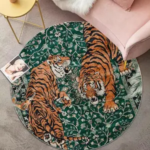 Tiger Pattern Round Floor Mat, 1 Count Non-slip Soft Floor Mat, Animal Print Rug, Decorative Carpet for Home Living Room Bedroom Study Room