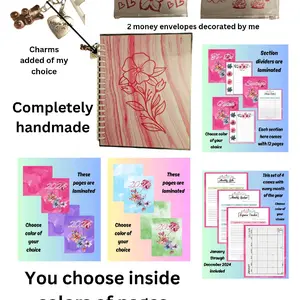 Handmade 12 month calender with dividers, includes notes, to do, and savings section.