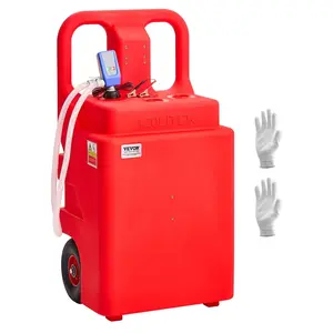 VEVOR Fuel Caddy, 32 Gallon, Portable Fuel Tank with 12V DC 2.5 GPM Electric Fuel Transfer Pump, 4 ft Delivery Hose & Auto-Stop Sensor Nozzle, Tank Adapters, Suitable for Diesel & Gasoline, Red