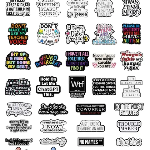 30 Random Fun Quote Brooches Enamel Badges, Flower Brooch, Flower Alloy Brooch, Lapel Brooch, Floral Brooch, Brooch Clip, Fashion Accessory, Humorous Sayings Pins for Backpacks, Collars, Hats, Gifts for Friends, Office, Parties