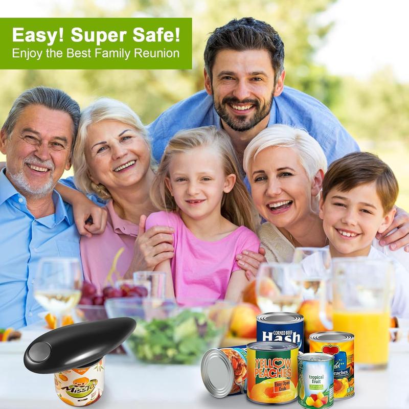 Electric Can Opener, One-Touch Automatic Can Opener Achieves smooth, safe, and rapid can opening along the edge Compatible with nearly all canned goods Hands-free operation Ideal gift, kitchen essential for elderly arthritis sufferers