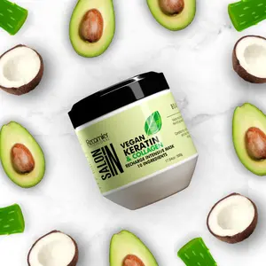 Vegan Keratin & Collagen Deep Treatment Mask 17.64oz | Intense Hydration, Repair & Shine | Salt-Free, Paraben-Free, Silicone-Free, Cruelty-Free